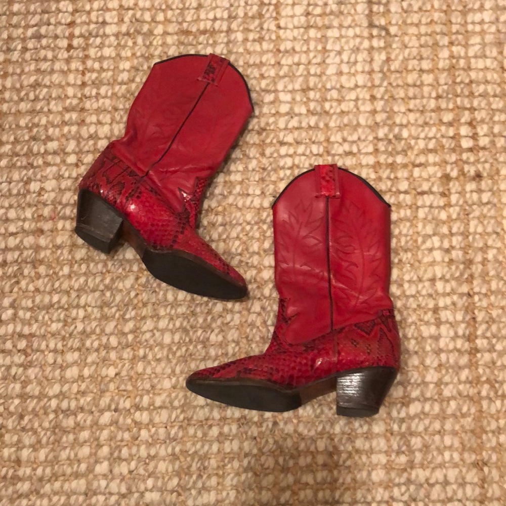 Red Python Cowboy Boots - Vintage - image 2